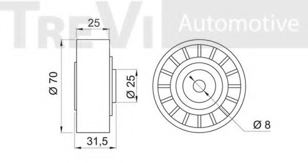 TREVI AUTOMOTIVE TA1069 Tensioner Pulley, v-ribbed belt